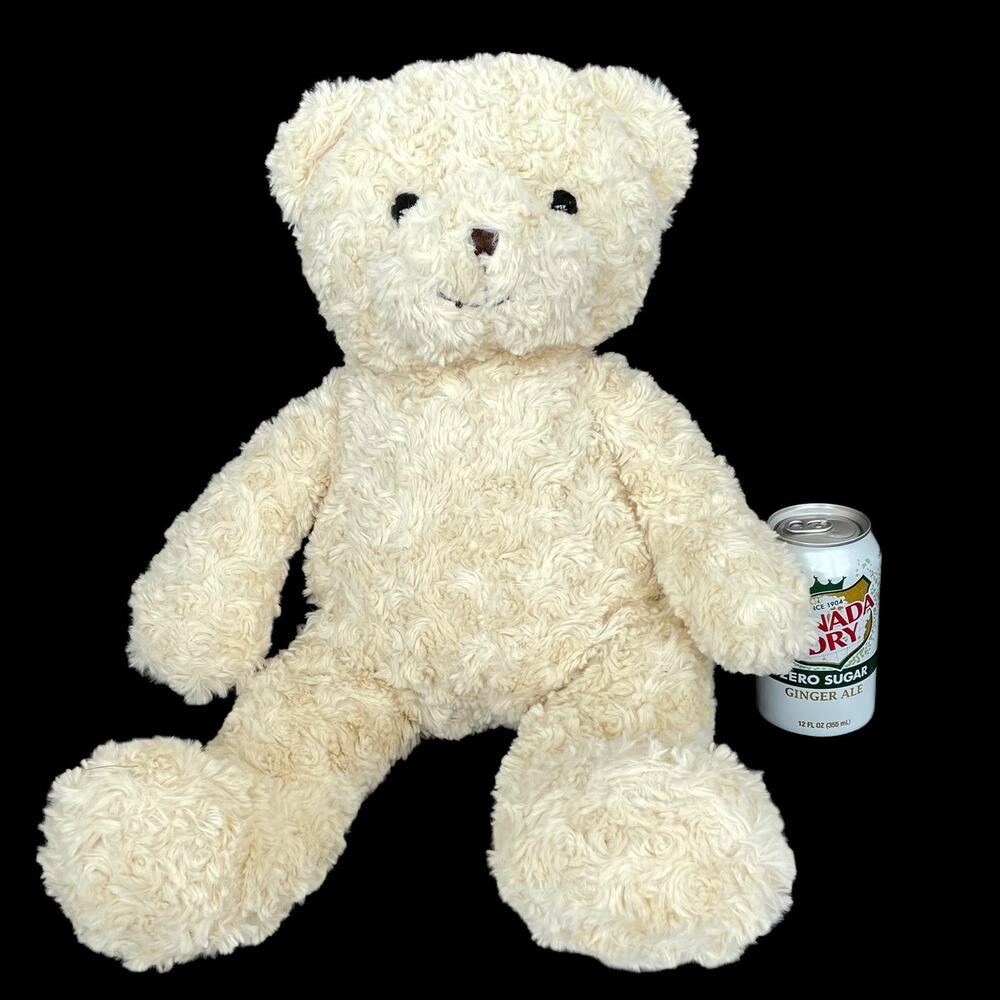 Classic Beige Teddy Bear Curly Fur Plush Stuffed Animal Cream Color Big Fuzzy